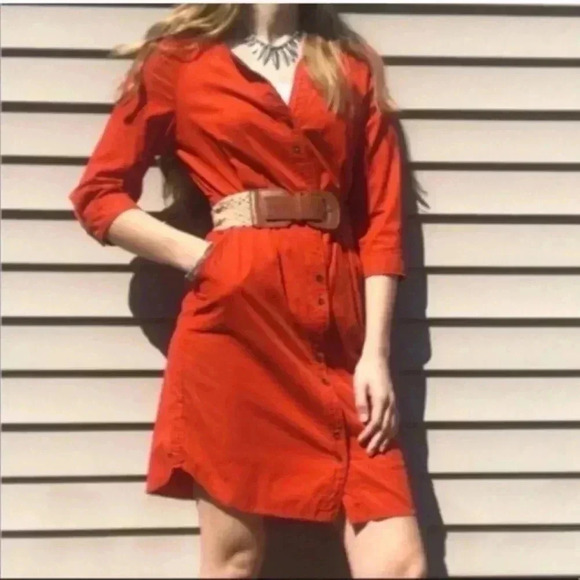 Maeve Anthropologie Orange Anaheim Corduroy Dress Size 6 - Picture 1 of 7